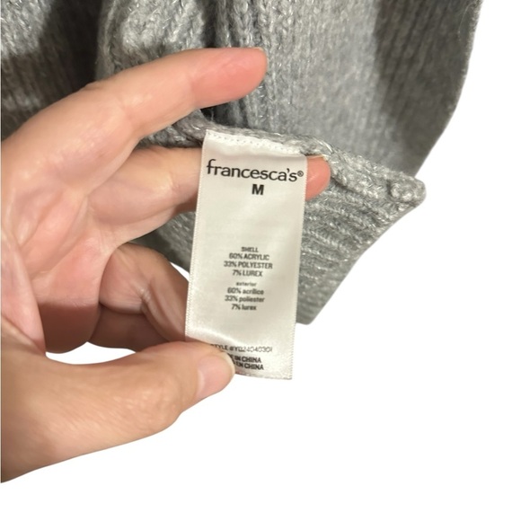 Francesca's  Gray Knit Julia Sleeveless Faux Fur Collar Cardigan Vest Medium - Picture 11 of 11